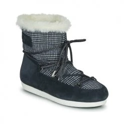Chaussures Femme Bottes de neige Moon Boot MOON BOOT FAR SIDE LOW FUR TARTAN Marine