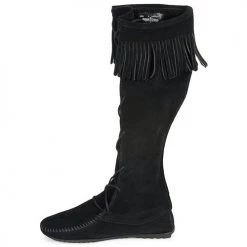 Chaussures Femme Bottes ville Minnetonka FRONT LACE HARDSOLE KNEE HI BOOT Noir -Bottes popular shop 231126 500 D
