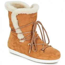 Chaussures Femme Bottes de neige Moon Boot FAR SIDE HIGH SHEARLING Cognac / Blanc